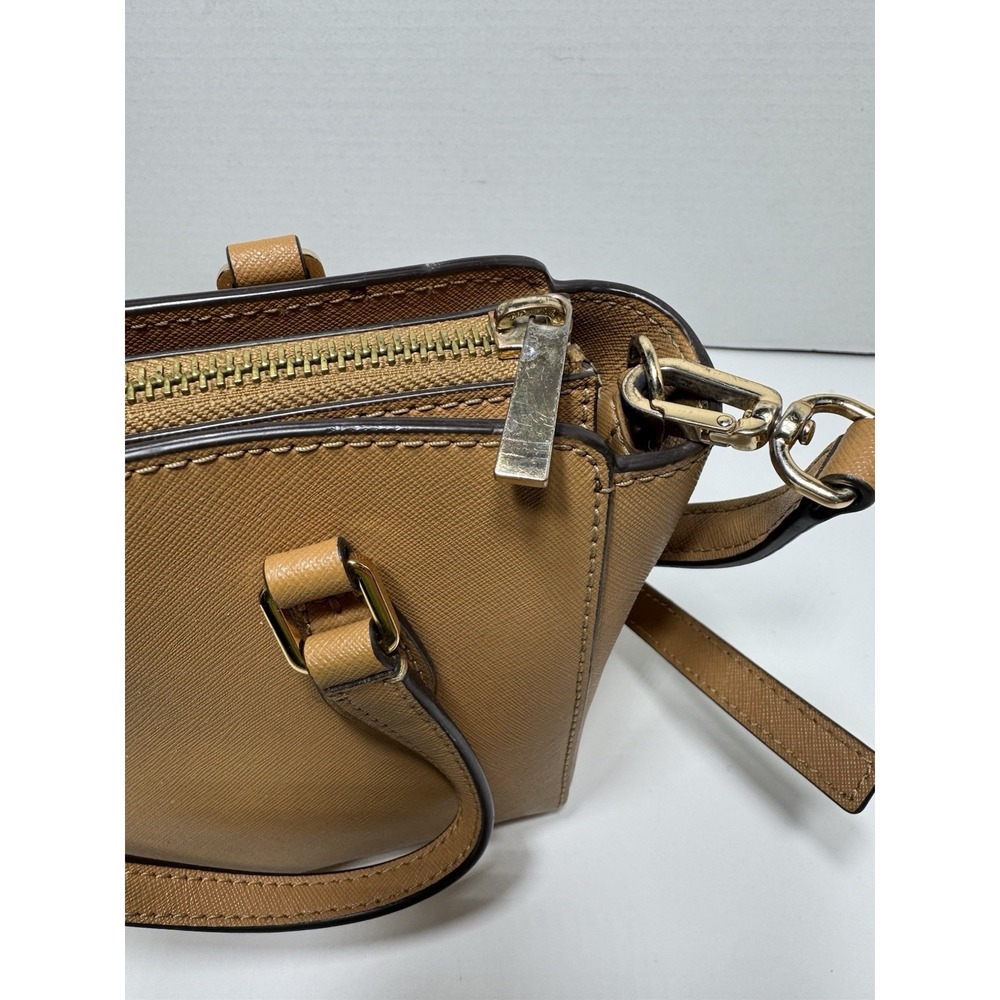 Tory Burch Emerson Mini Top Zip Tan Camel Purse Tote Bag with Strap - Picture 5 of 6